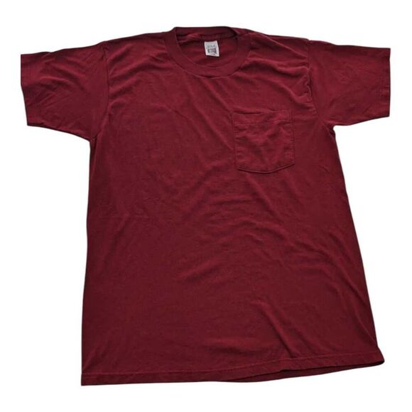 Fruit Of The Loom Golden Blend Vintage Blank Blue Pocket‎ T Shirt Large 42-44 - Picture 1 of 6